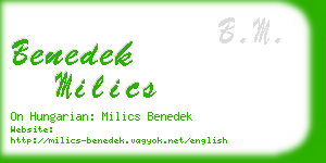 benedek milics business card